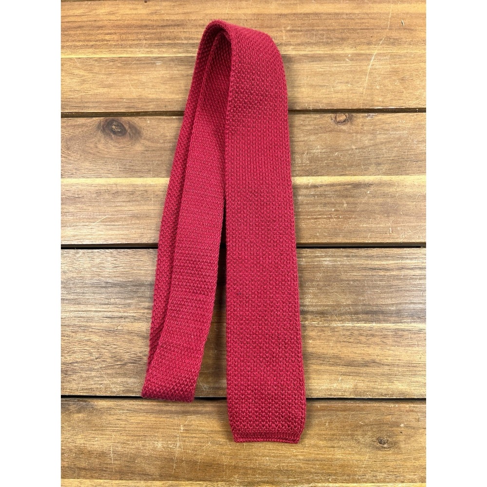 Dimitri Roma New York Red Knitted Tie 100% Cotton Skinny Short Men's USA - Picture 2 of 6